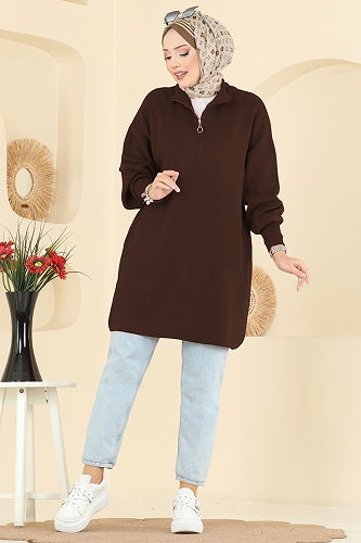 moda selvim بلوز بني 2753AYD574 - Thumbnail