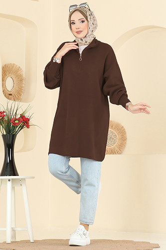 moda selvim بلوز بني 2753AYD574 - Thumbnail