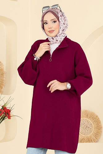 moda selvim Tunic 2753AYD574 Burgundy - Thumbnail