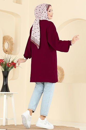 moda selvim بلوز خمري 2753AYD574 - Thumbnail