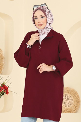 moda selvim بلوز خمري 2753AYD574 - Thumbnail