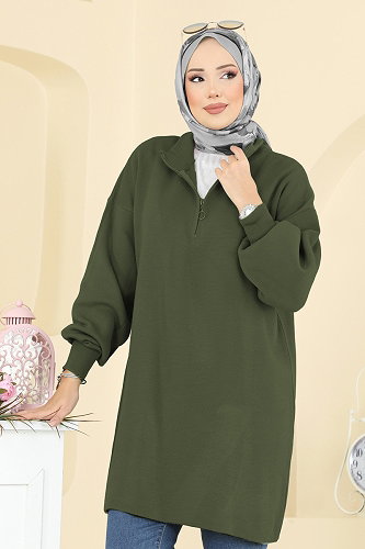 moda selvim بلوز اخضر عفني 2753AYD574 - Thumbnail