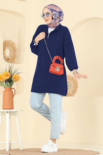 moda selvim Tunic 2753AYD574 Light Navy Blue - Thumbnail
