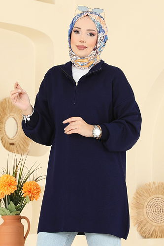 moda selvim Tunic 2753AYD574 Navy Blue - Thumbnail