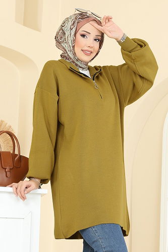 moda selvim Tunic 2753AYD574 Oil Green - Thumbnail