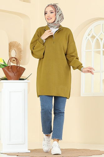moda selvim Tunic 2753AYD574 Oil Green - Thumbnail