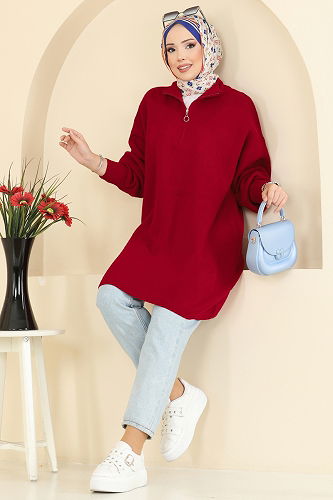 moda selvim Tunic 2753AYD574 Red - Thumbnail