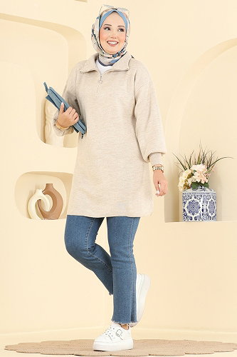 moda selvim Tunic 2753AYD574 Stone - Thumbnail