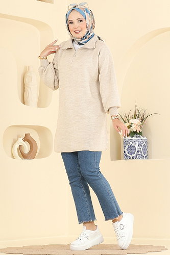 moda selvim Tunic 2753AYD574 Stone - Thumbnail