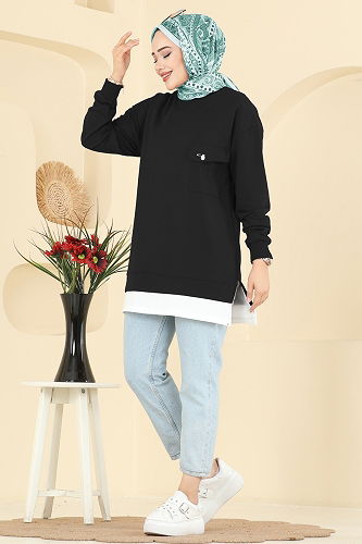 moda selvim بلوز أسود 2769AYD574 - Thumbnail