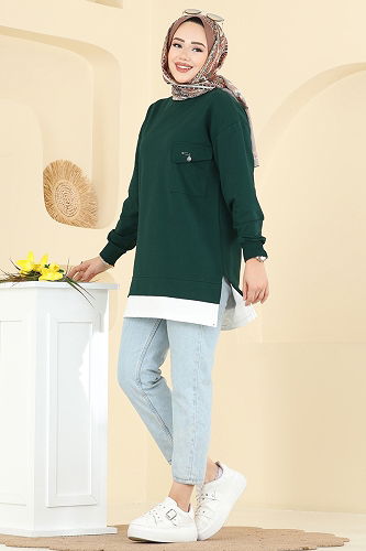 moda selvim Tunic 2769AYD574 Emerald - Thumbnail