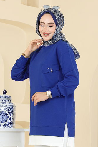 moda selvim Tunic 2769AYD574 Saxe - Thumbnail