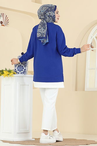 moda selvim بلوز نيلي 2769AYD574 - Thumbnail