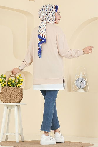 moda selvim Tunic 2769AYD574 Stone - Thumbnail