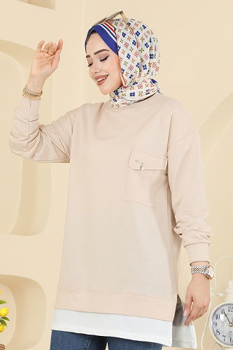 moda selvim بلوز بيج 2769AYD574 - Thumbnail