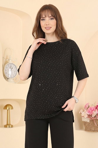 moda selvim بلوز أسود 2804AYD574 - Thumbnail