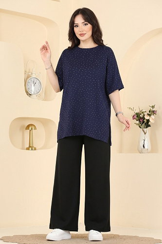 moda selvim بلوز كحلي 2804AYD574 - Thumbnail