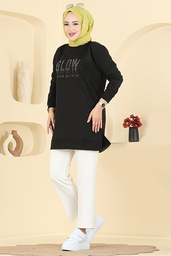 moda selvim Tunic 2804TPK1167 Black - Thumbnail