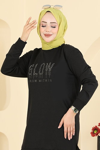 moda selvim Tunic 2804TPK1167 Black - Thumbnail