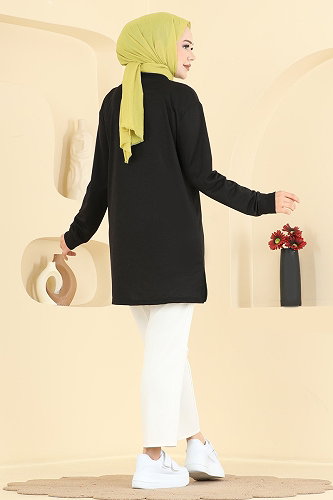 moda selvim Tunic 2804TPK1167 Black - Thumbnail