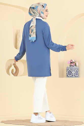 moda selvim Tunic 2804TPK1167 Indigo - Thumbnail