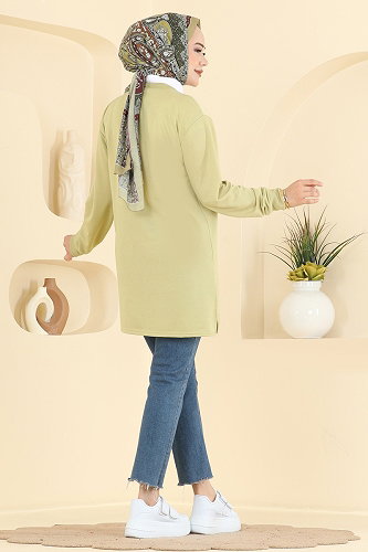 moda selvim بلوز أخضر عشبي فاتح 2804TPK1167 - Thumbnail