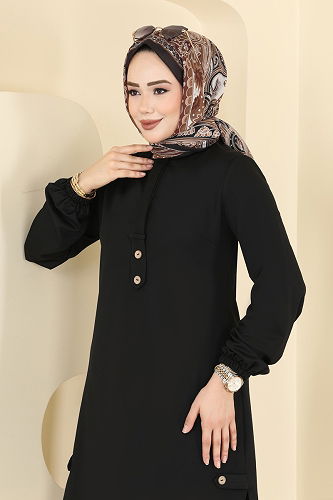 moda selvim Tunic 2825SLK540 Black - Thumbnail