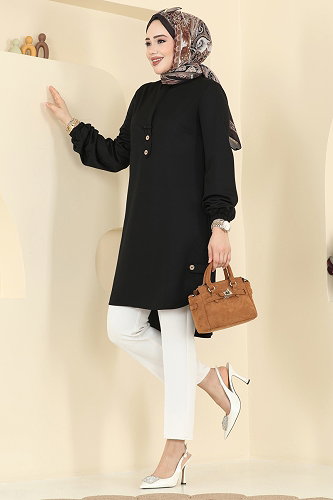 moda selvim بلوز أسود 2825SLK540 - Thumbnail