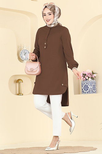 moda selvim بلوز بني 2825SLK540 - Thumbnail