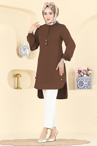 moda selvim بلوز بني 2825SLK540 - Thumbnail