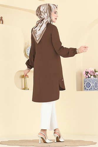 moda selvim بلوز بني 2825SLK540 - Thumbnail
