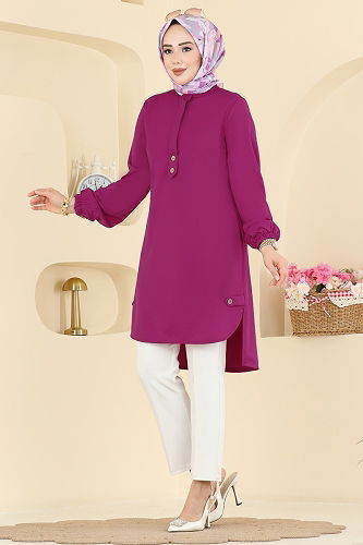 moda selvim Tunic 2825SLK540 Fuchsia - Thumbnail