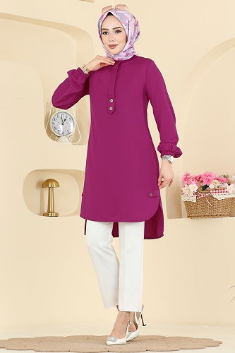 moda selvim بلوز فوشي 2825SLK540 - Thumbnail