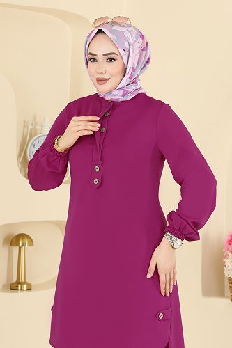 moda selvim بلوز فوشي 2825SLK540 - Thumbnail