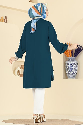 moda selvim بلوز بترولي 2825SLK540 - Thumbnail