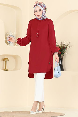 moda selvim Tunic 2825SLK540 Red - Thumbnail