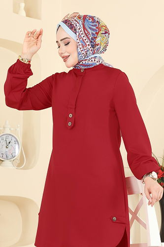 moda selvim بلوز احمر 2825SLK540 - Thumbnail