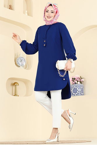 moda selvim بلوز نيلي 2825SLK540 - Thumbnail