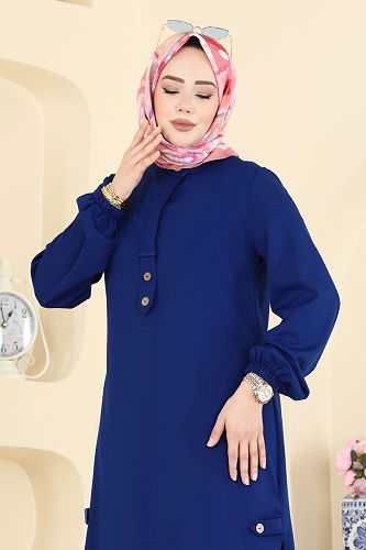 moda selvim بلوز نيلي 2825SLK540 - Thumbnail