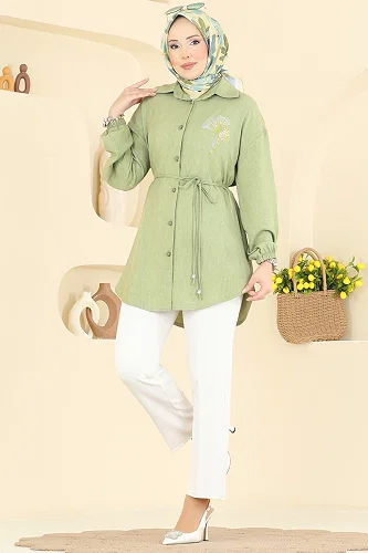 moda selvim Tunic 2827SLK540 Almond Green - Thumbnail