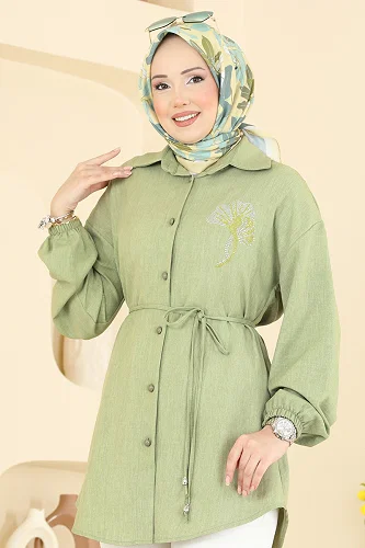 moda selvim Tunic 2827SLK540 Almond Green - Thumbnail