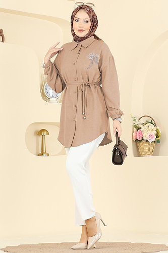 moda selvim بلوز بيج غامق 2827SLK540 - Thumbnail