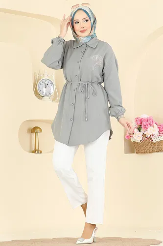 moda selvim Tunic 2827SLK540 Dark Gray - Thumbnail