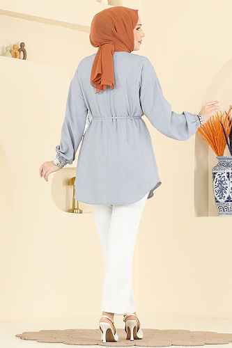 moda selvim Tunic 2827SLK540 Gray - Thumbnail