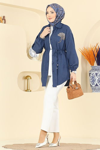 moda selvim بلوز ازرق 2827SLK540 - Thumbnail