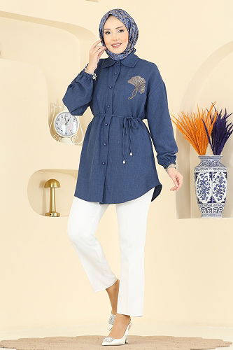 moda selvim بلوز ازرق 2827SLK540 - Thumbnail