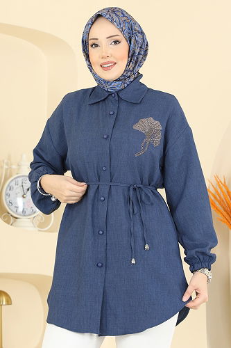 moda selvim بلوز ازرق 2827SLK540 - Thumbnail