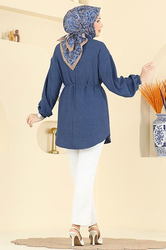 moda selvim بلوز ازرق 2827SLK540 - Thumbnail