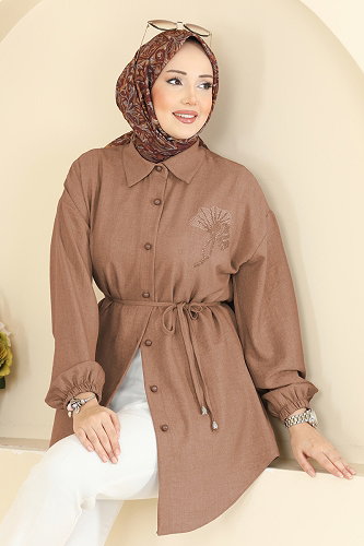 moda selvim Tunic 2827SLK540 Latte - Thumbnail