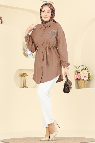moda selvim Tunic 2827SLK540 Latte - Thumbnail